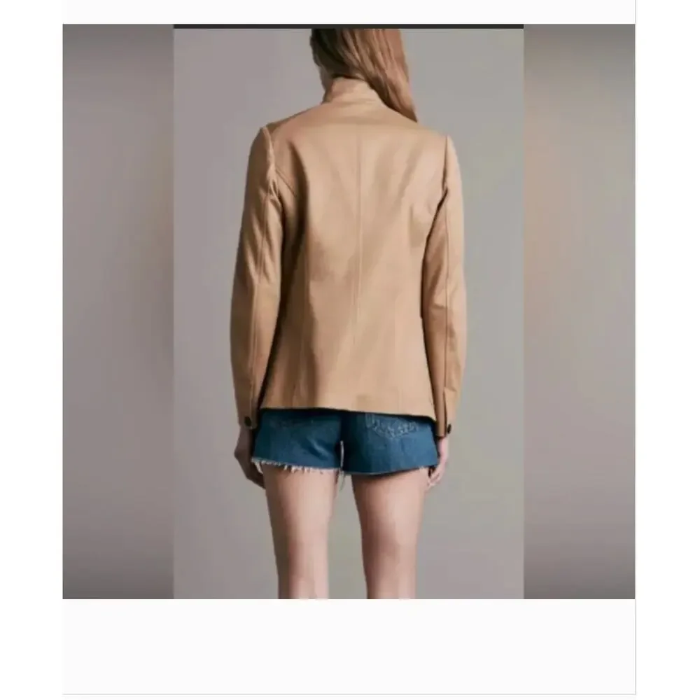 Rag & Bone Sid Cotton Pique Slim Fit Blazer 8 Tan Camel Jacket Prep Equestrian